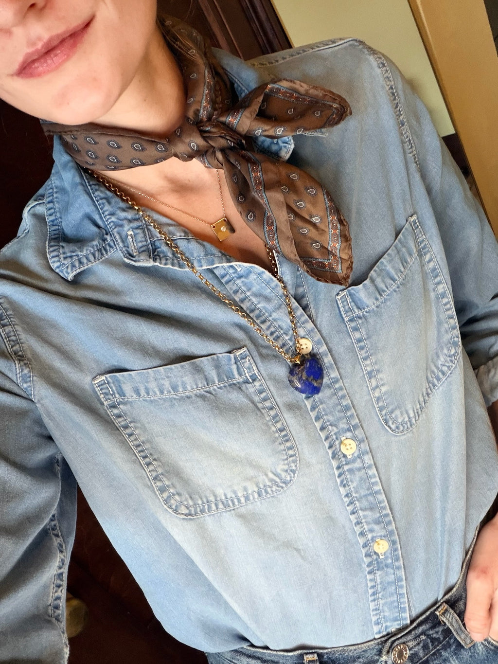 LAPIS HEART PUFF NECKLACE