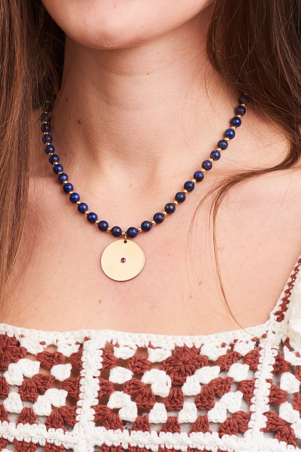 LAPIS DISK NECKLACE