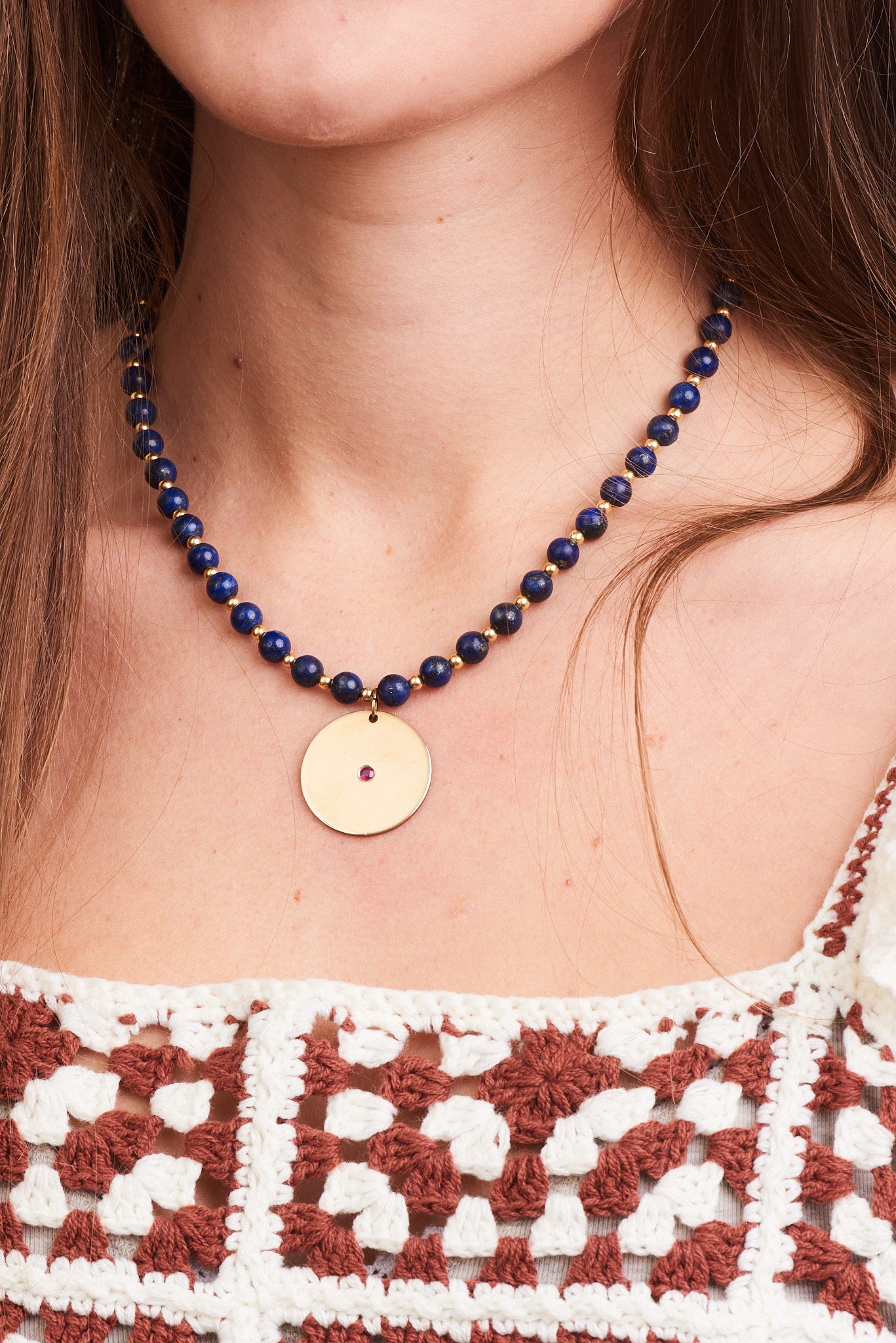 LAPIS DISK NECKLACE