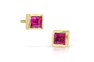 Micro Ruby Square Stud