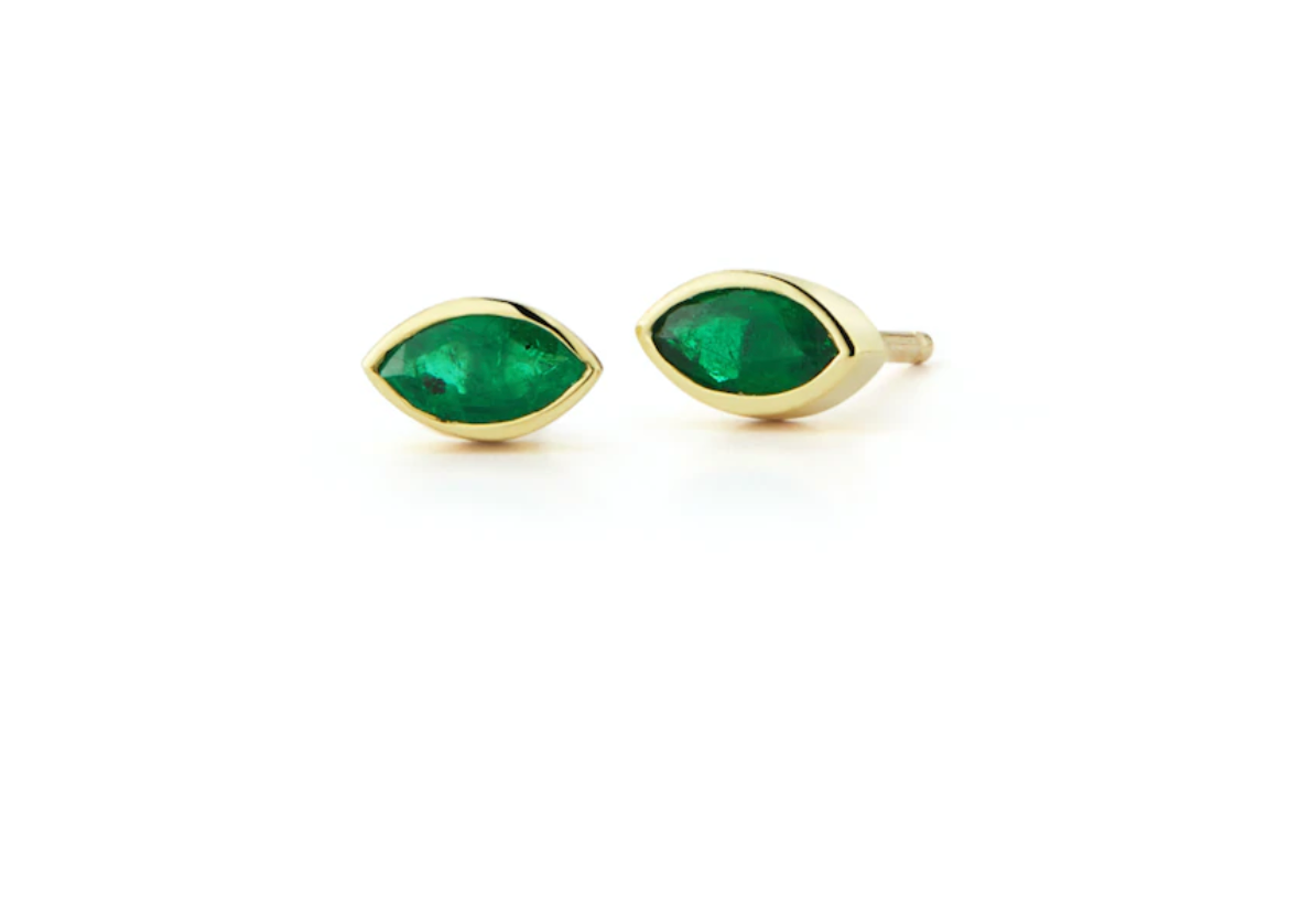 Marquise Emerald Studs