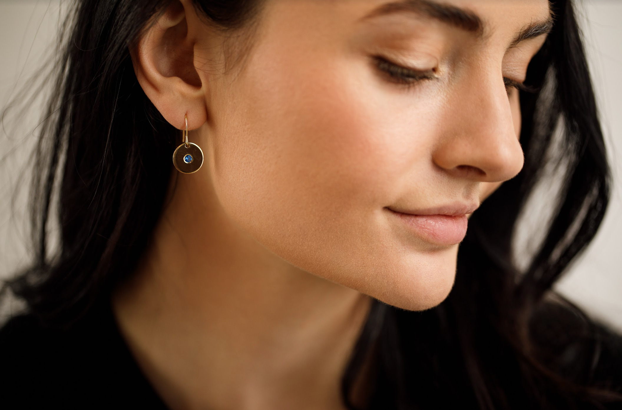 SAPPHIRE DISK EARRINGS